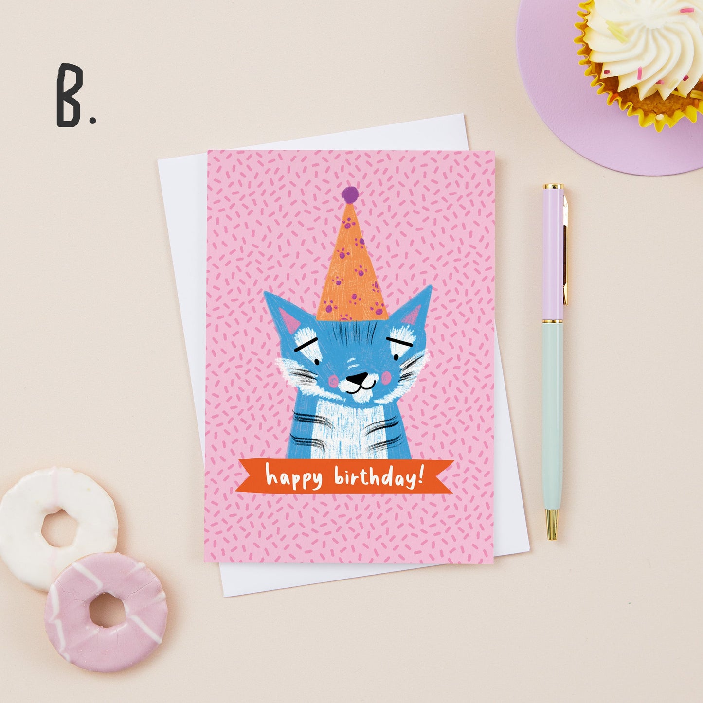 Audra the Blue Party Tiger Birthday Card