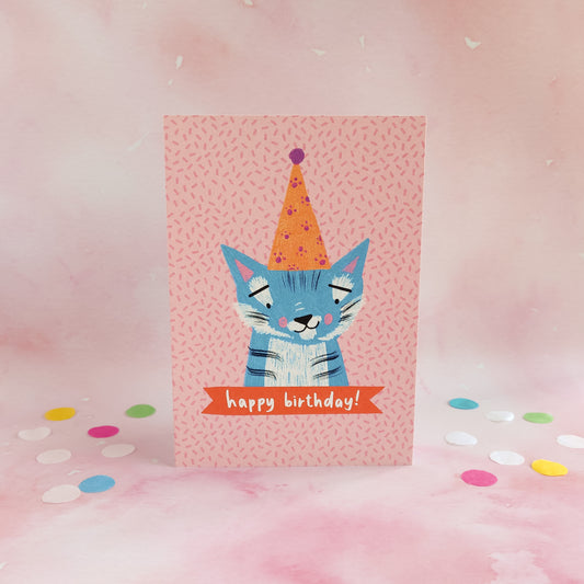 Audra the Blue Party Tiger Birthday Card