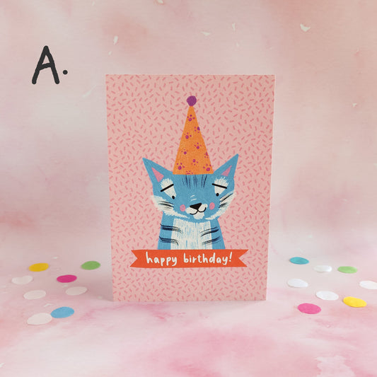 Audra the Blue Party Tiger Birthday Card