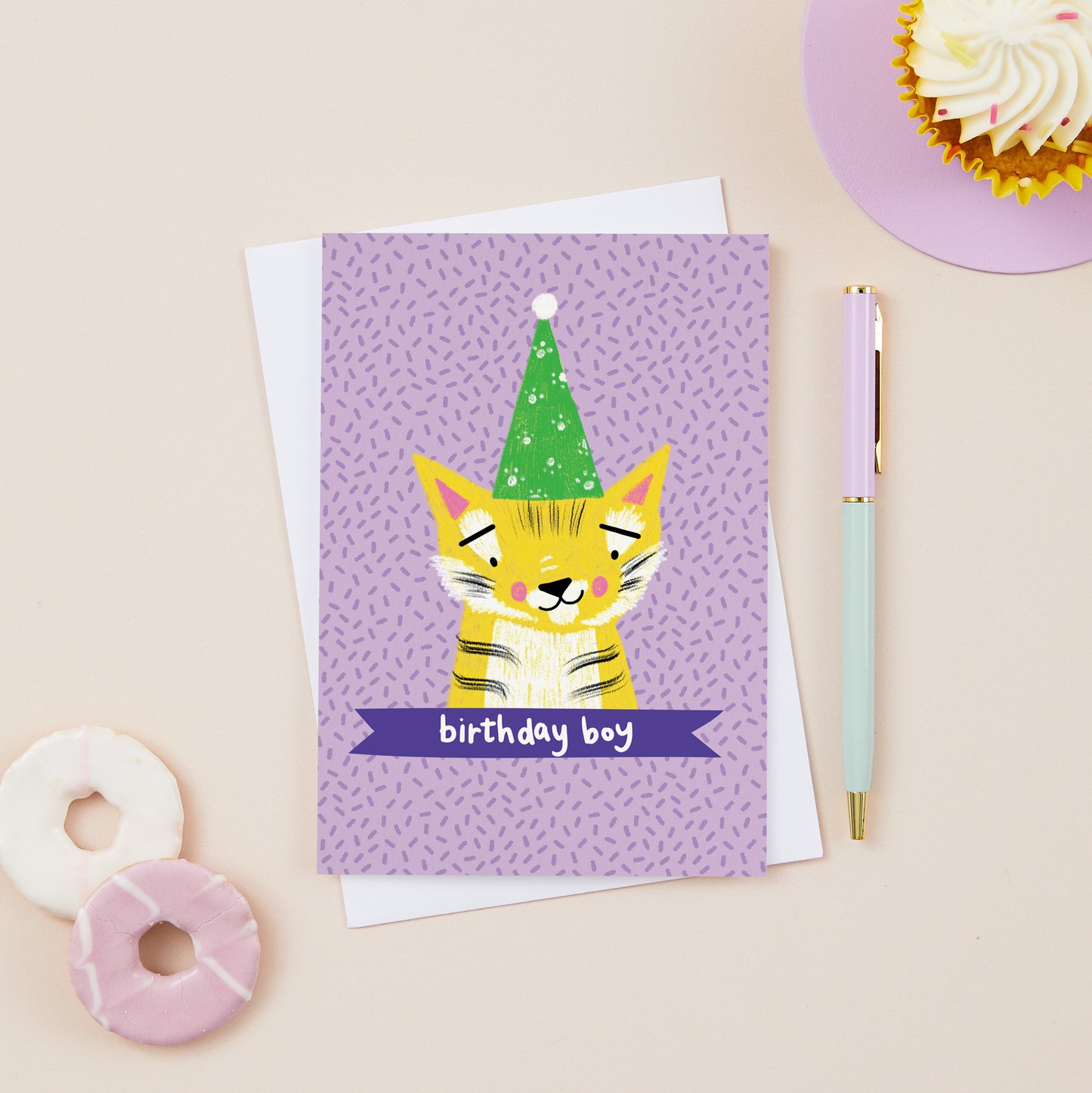 Larkin the Yellow Party Tiger Birthday Boy Card