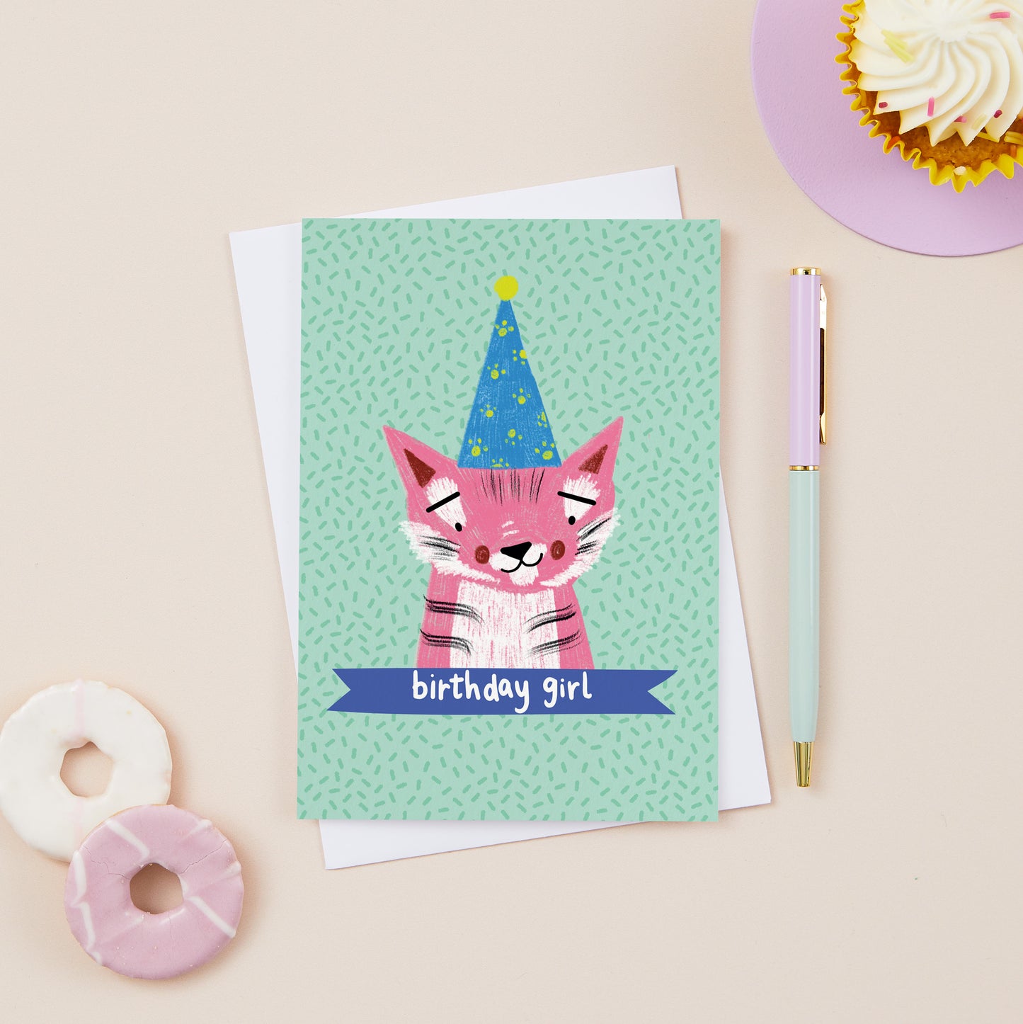 Kyra the Pink Party Tiger Birthday Girl Card