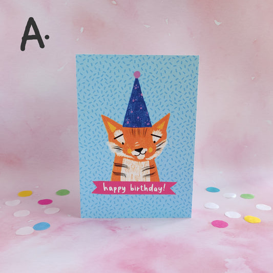 Gabriel the Orange Party Tiger Birthday Card