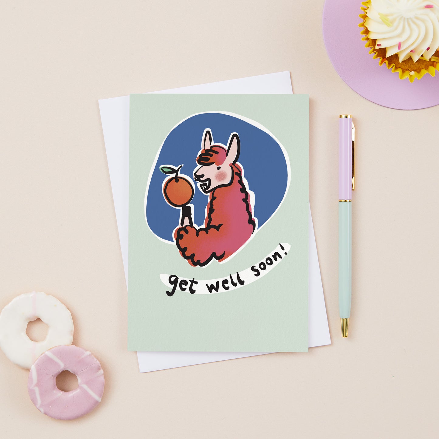 Oriana the Llama Get Well Soon Card
