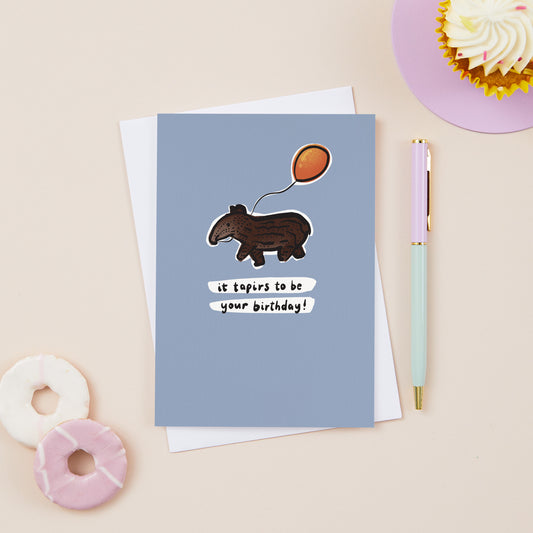 Baby Brazilian Tapir Blue Birthday Card