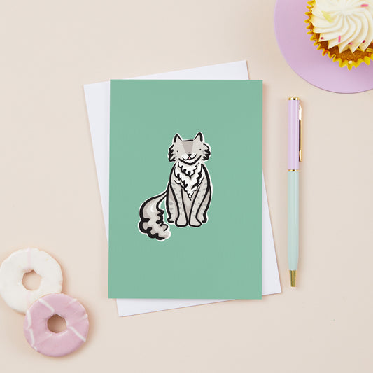 Dylan the Fluffy Grey Tabby Cat Card
