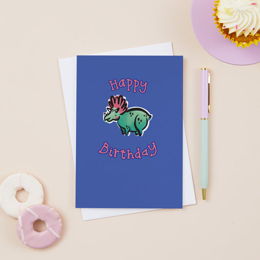 Topsy the Triceratops Dinosaur Birthday Card