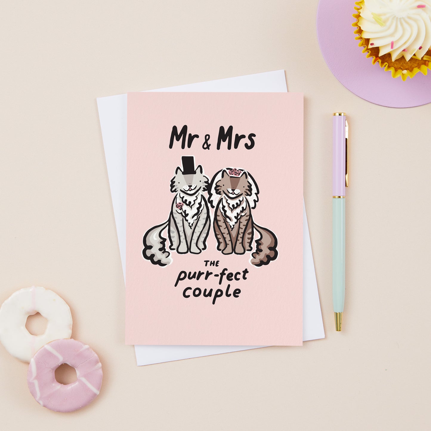Mr & Mrs Purrfect Couple Cats Wedding Card