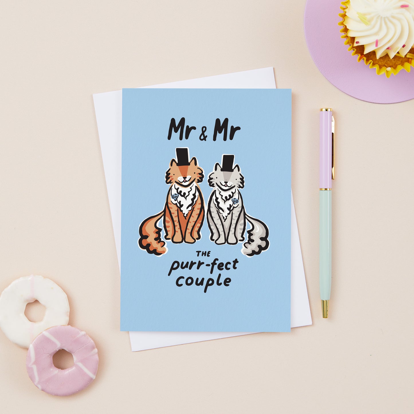 Mr & Mr Purrfect Couple Cats Wedding Card