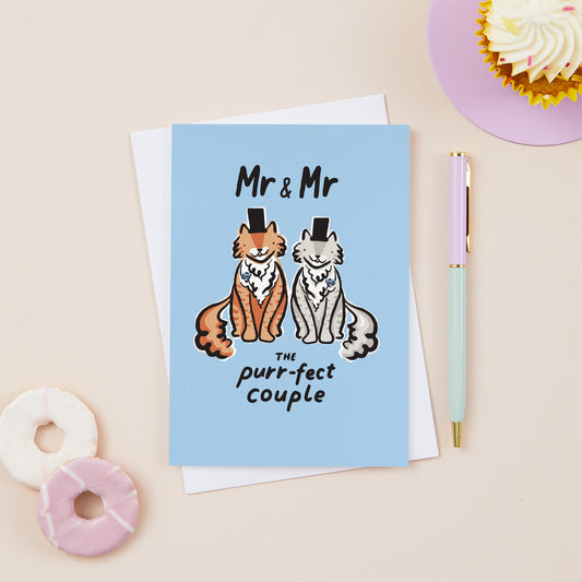 Mr & Mr Purrfect Couple Cats Wedding Card
