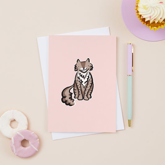 Mocha the Fluffy Brown Tabby Cat Card