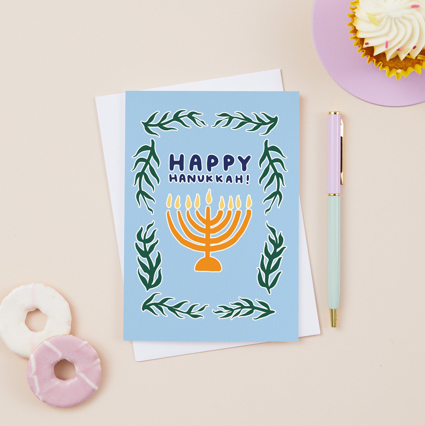 Hanukkah Menorah Colourful Card