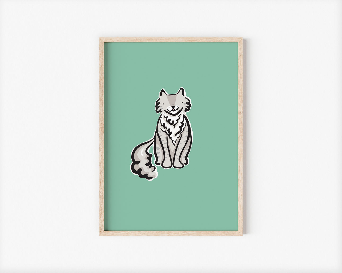 Dylan the Grey Fluffy Cat A5 Art Print