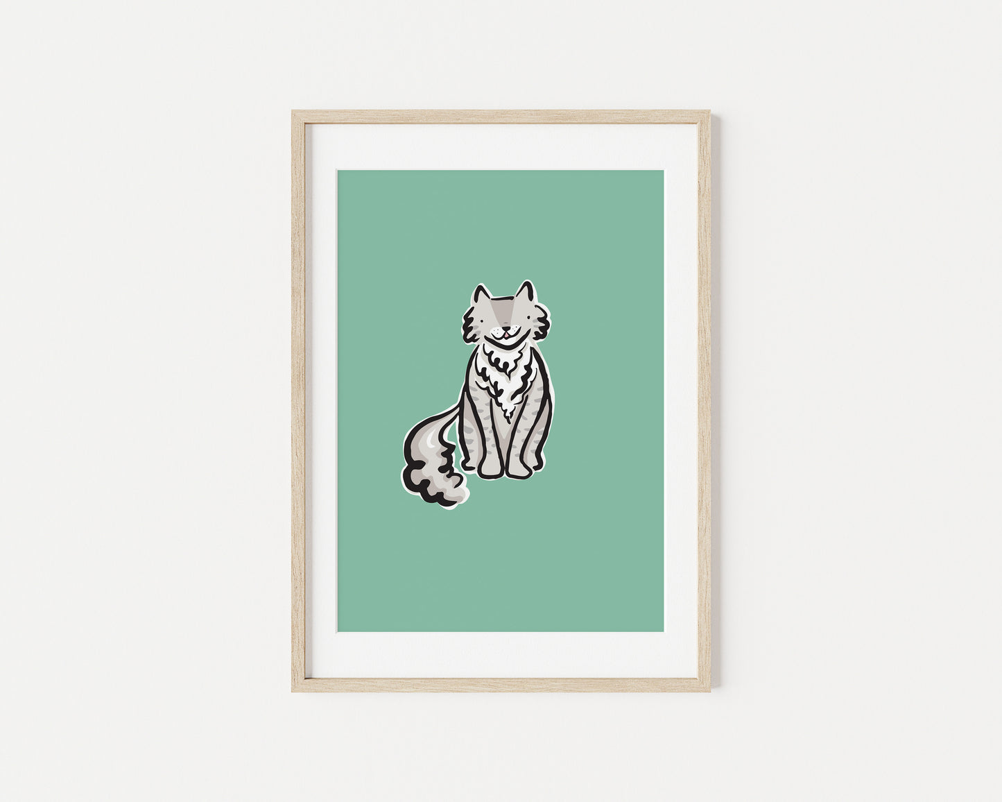 Dylan the Grey Fluffy Cat A5 Art Print
