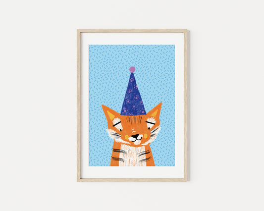 Gabriel the Orange Party Tiger A5 Art Print