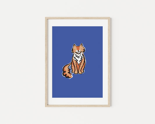 Jasper the Ginger Fluffy Cat A5 Art Print