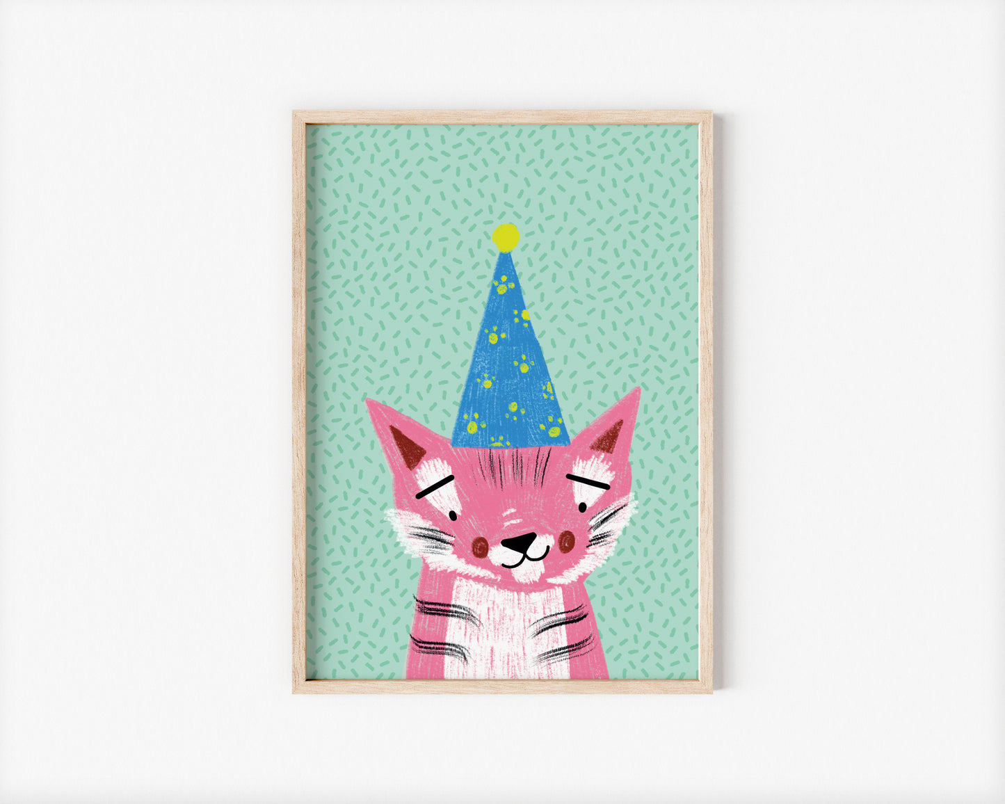 Kyra the Pink Party Tiger A5 Art Print
