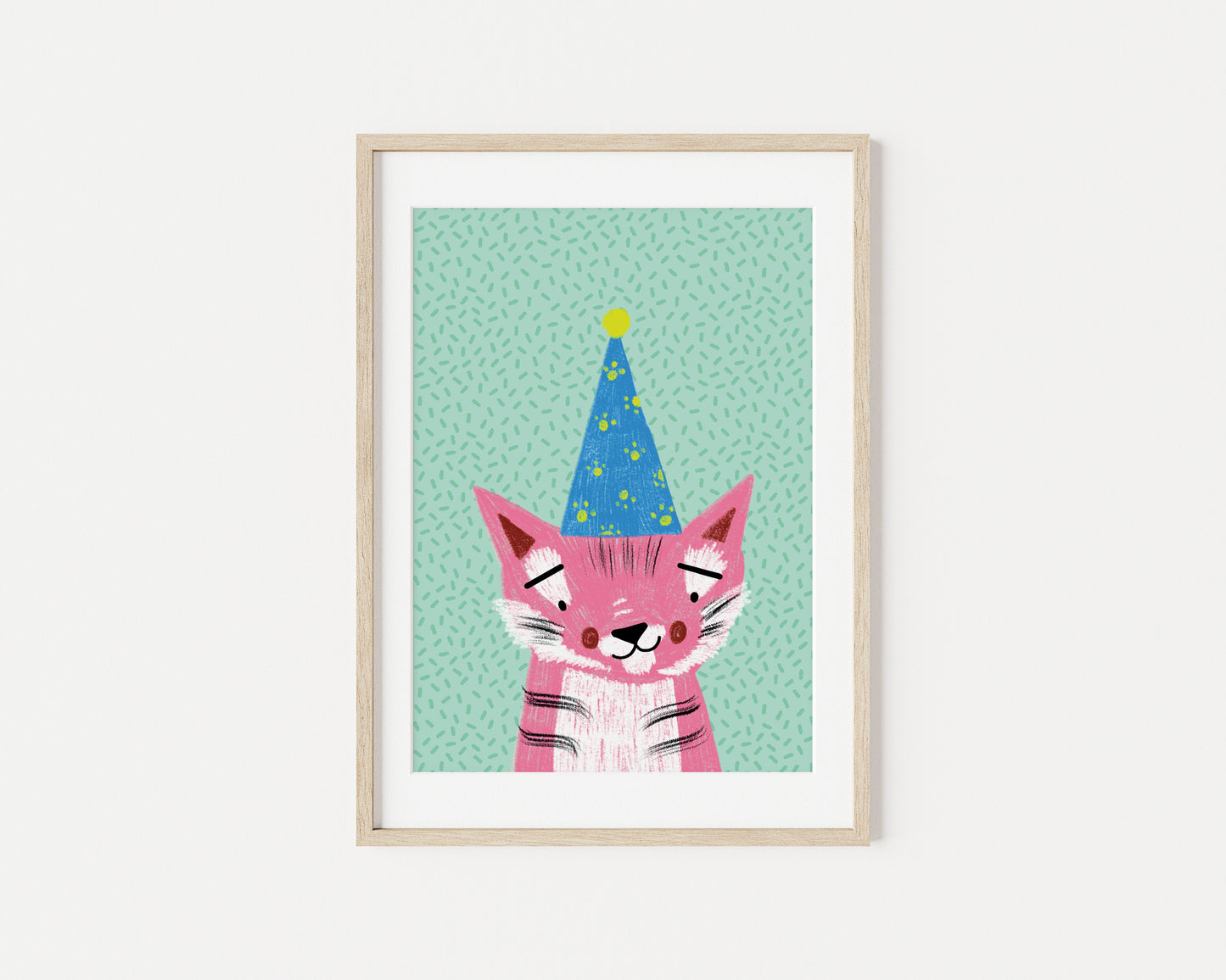 Kyra the Pink Party Tiger A5 Art Print