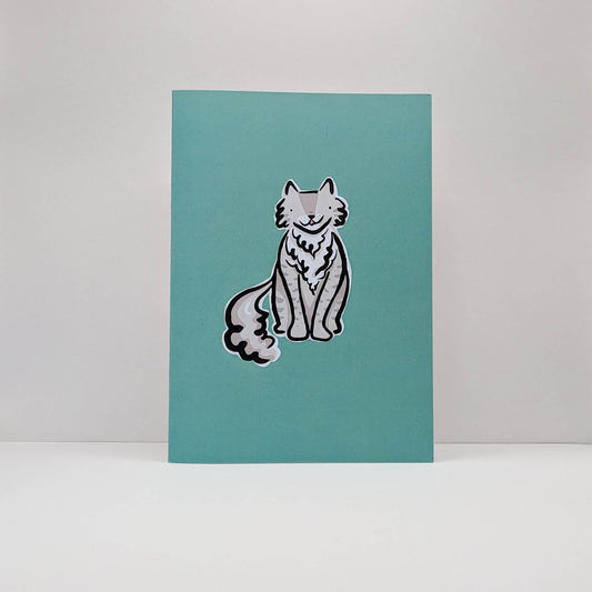 Dylan the Fluffy Grey Tabby Cat Card