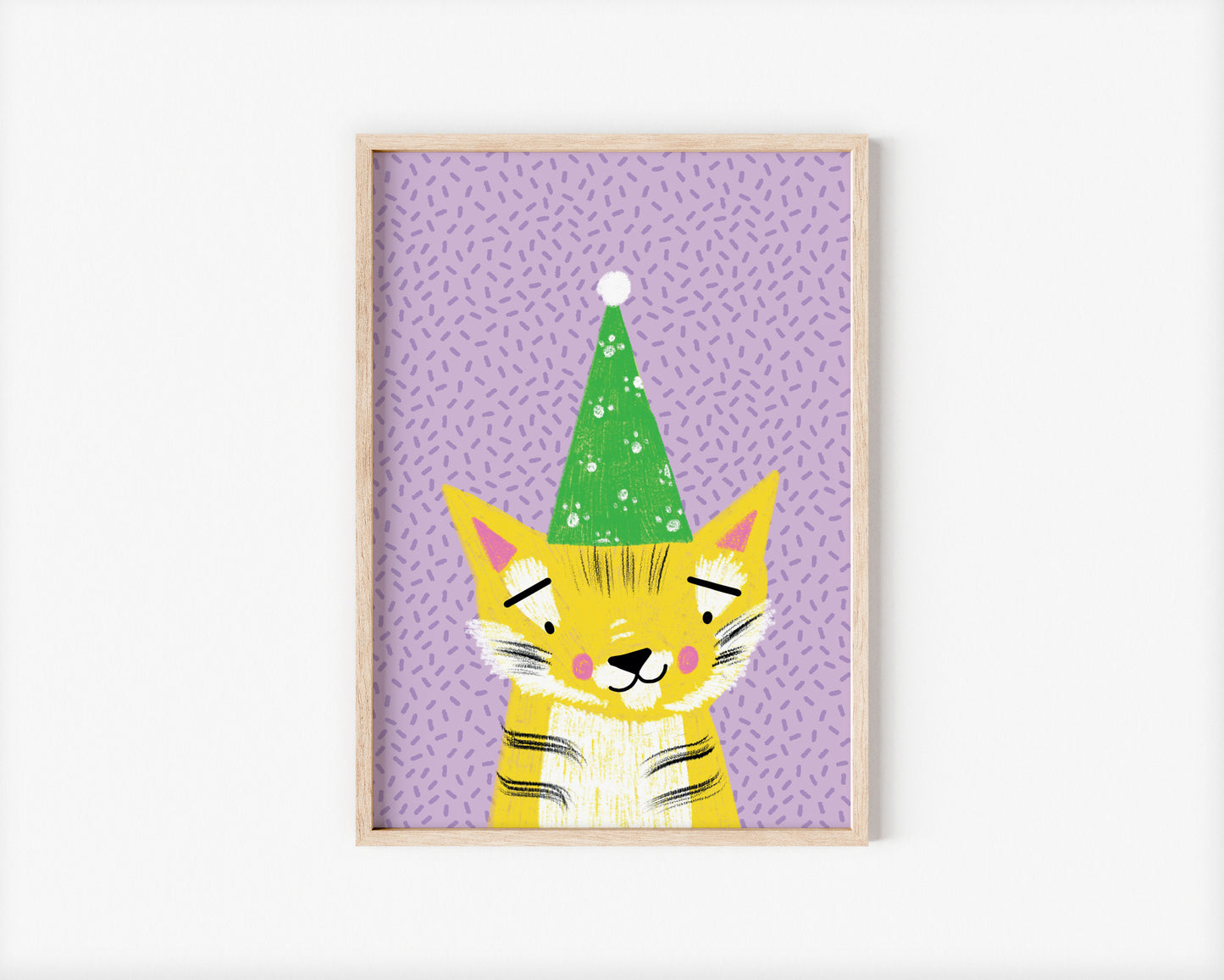 Larkin the Yellow Party Tiger A5 Art Print