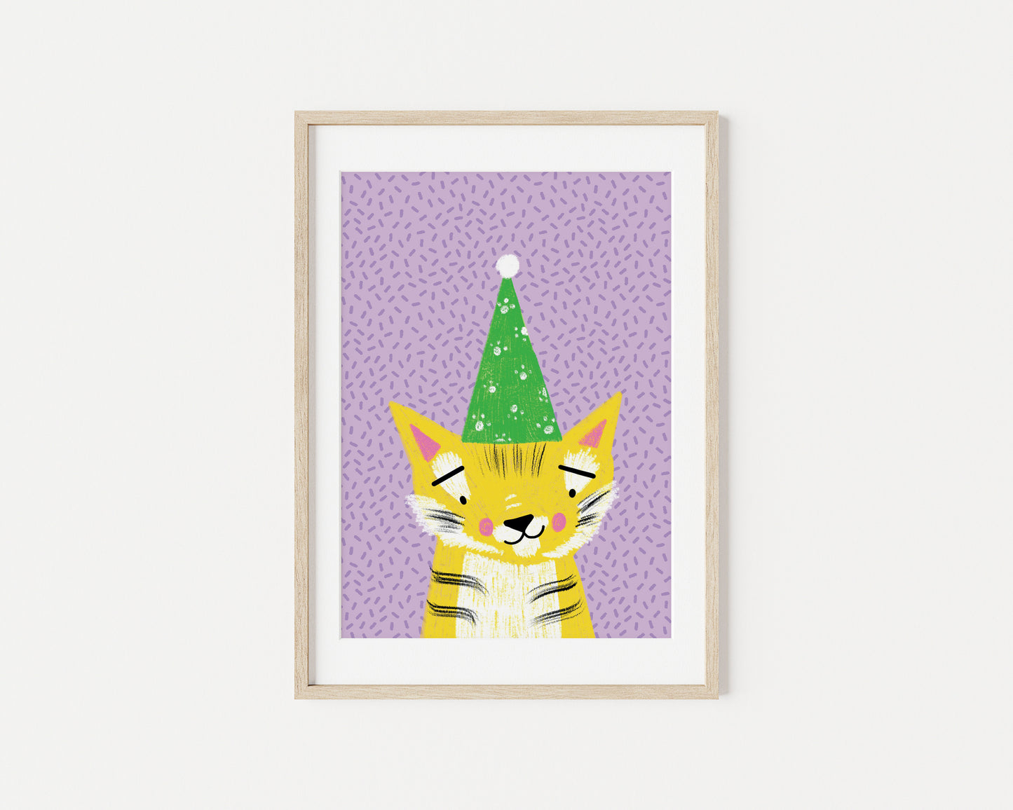 Larkin the Yellow Party Tiger A5 Art Print