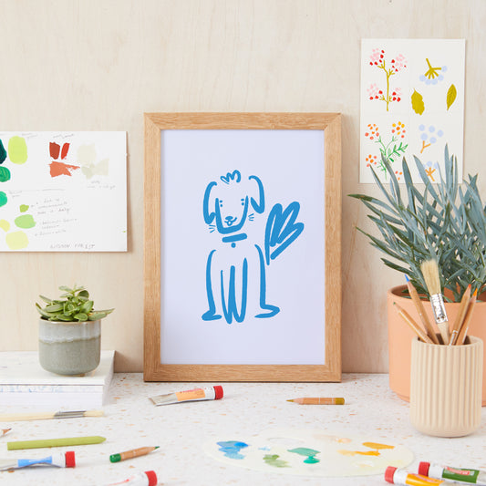 Lucky the Dog A4 Art Print