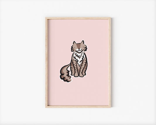 Mocha the Brown Fluffy Cat A5 Art Print