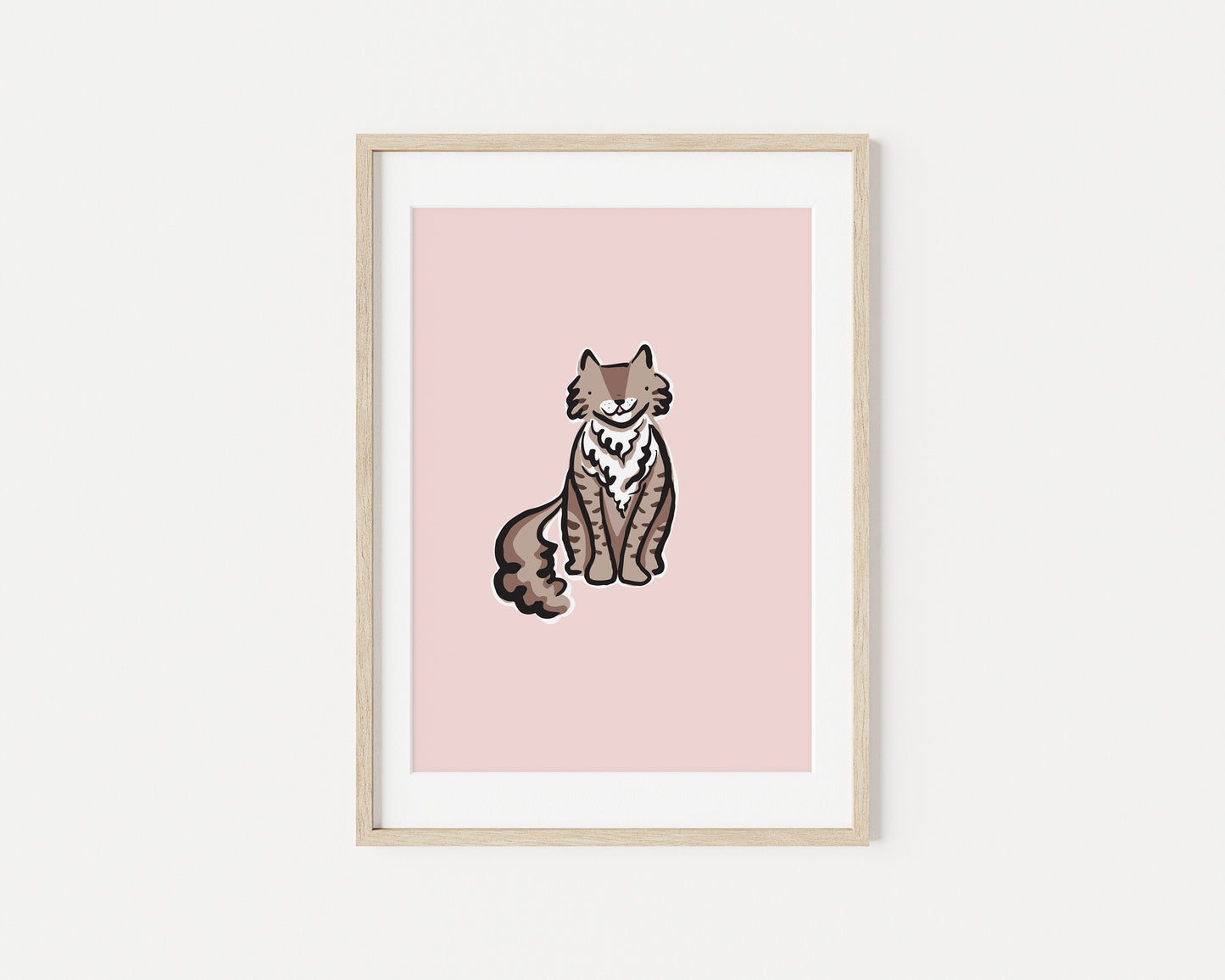 Mocha the Brown Fluffy Cat A5 Art Print