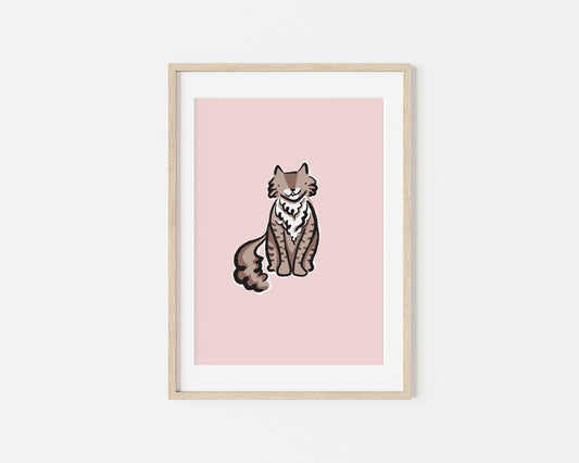 Mocha the Brown Fluffy Cat A5 Art Print