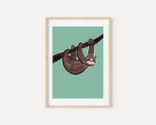 Sereno the Relaxing Sloth A5 Art Print