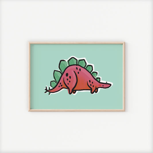 Steg the Stegosaurus Dinosaur A5 Art Print