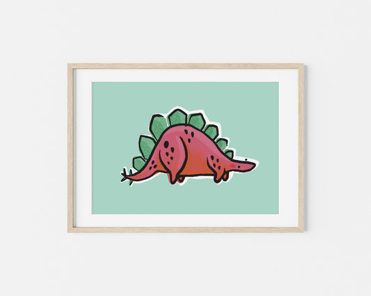 Steg the Stegosaurus Dinosaur A5 Art Print