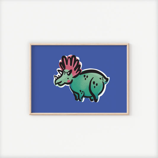 Topsy the Triceratops Dinosaur A5 Art Print