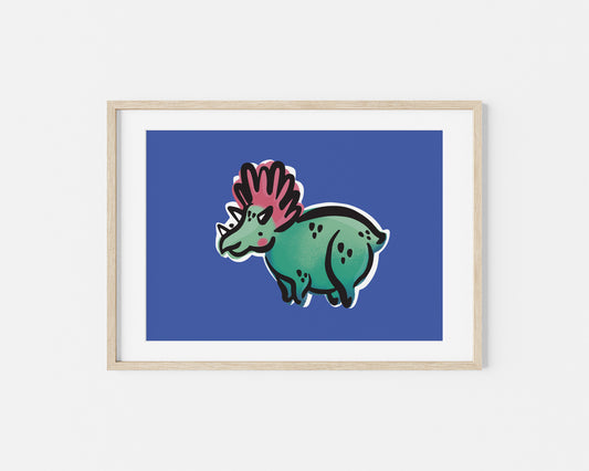 Topsy the Triceratops Dinosaur A5 Art Print