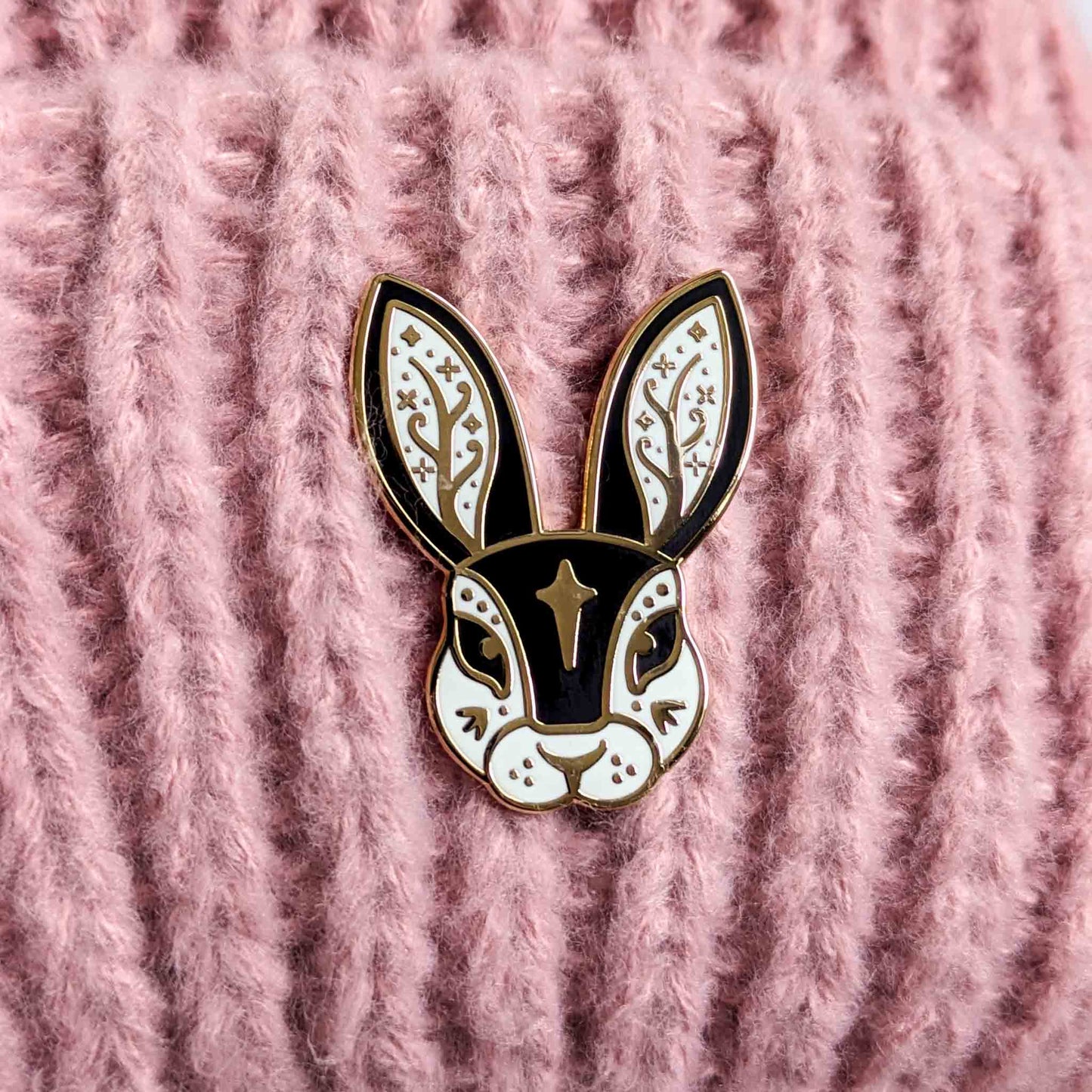 Black Fairytale Rabbit Enamel Pin in Gift Box