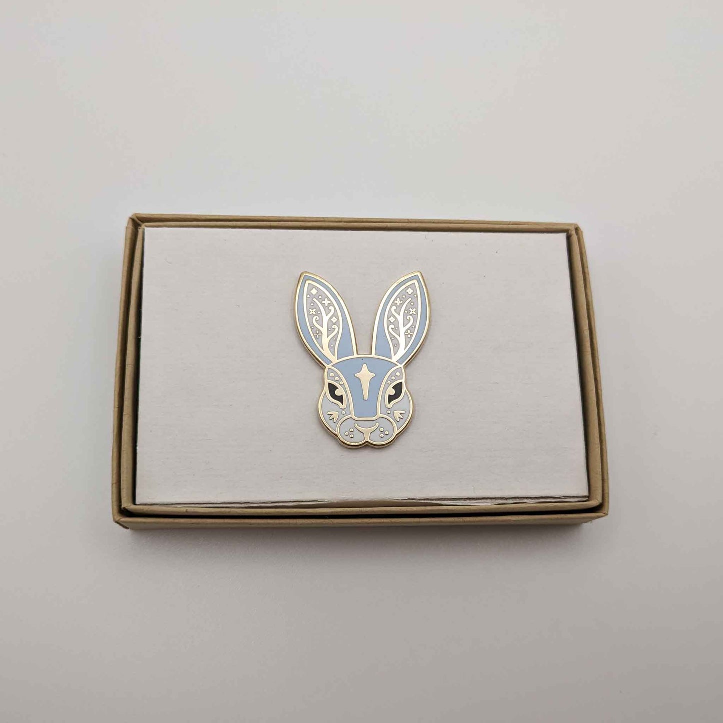 Blue Fairytale Rabbit Enamel Pin in Gift Box