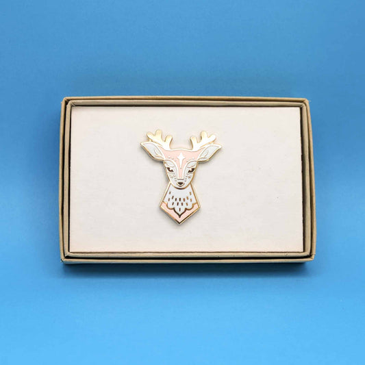 Pink Fairytale Deer Enamel Pin in Gift Box