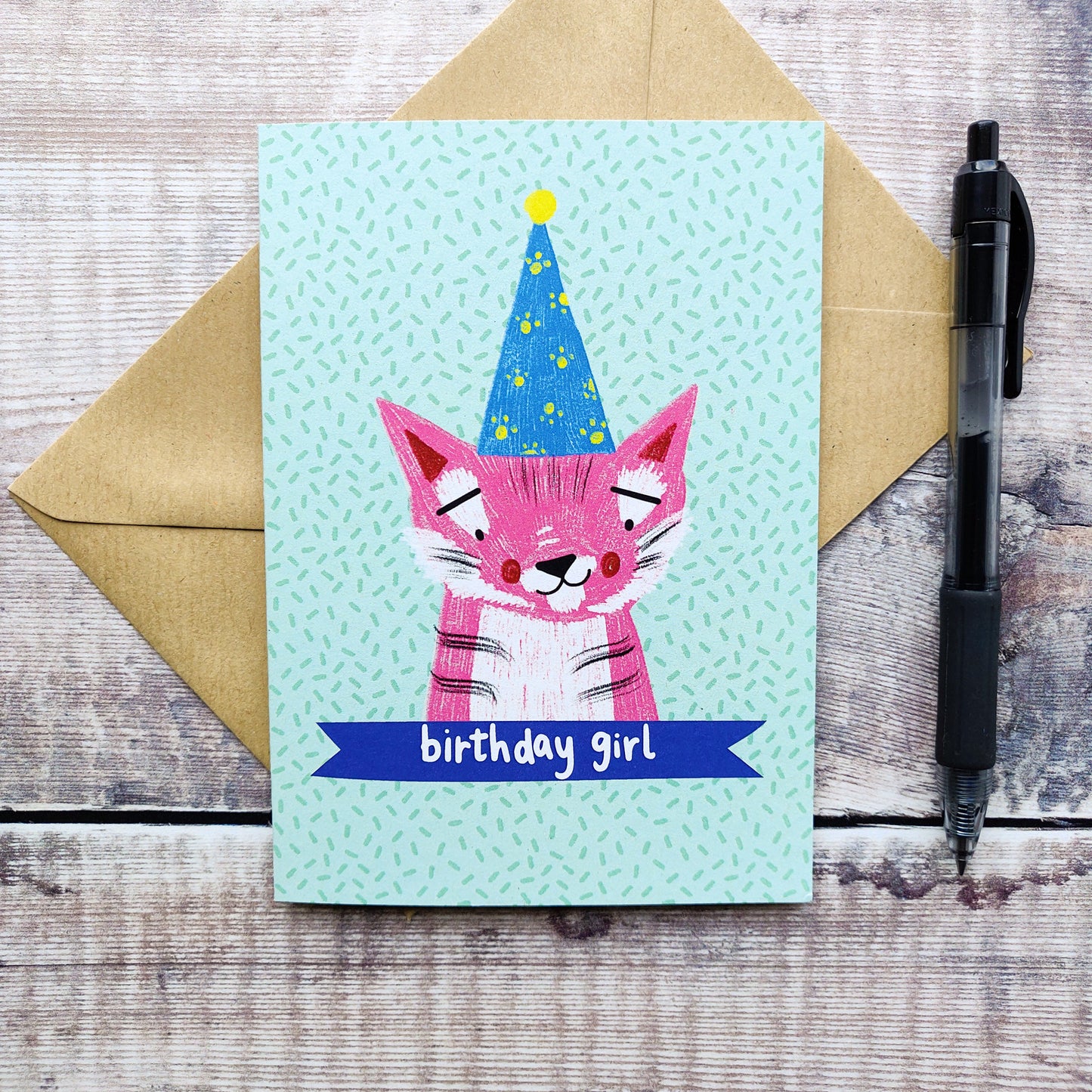 Kyra the Pink Party Tiger Birthday Girl Card