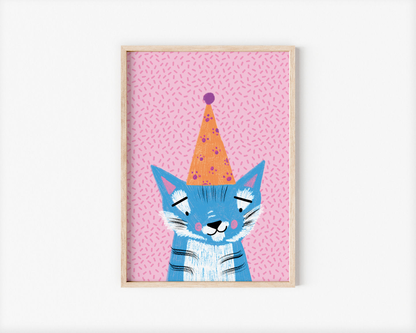 Audra the Blue Party Tiger A5 Art Print