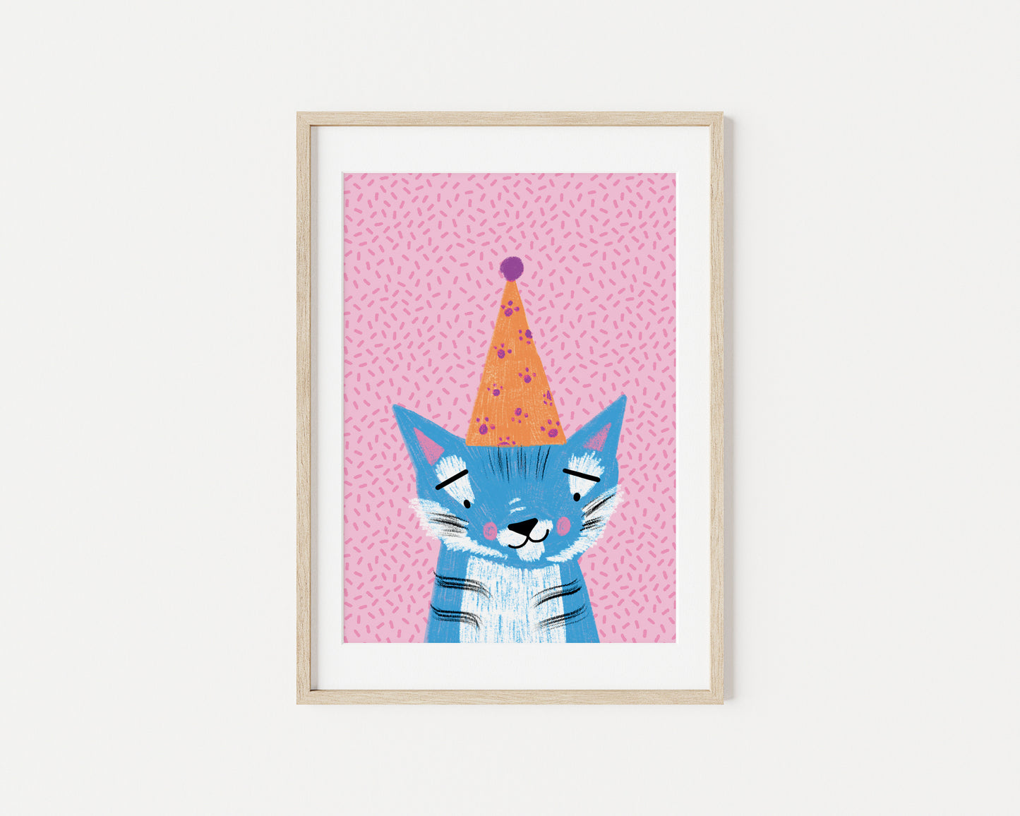 Audra the Blue Party Tiger A5 Art Print