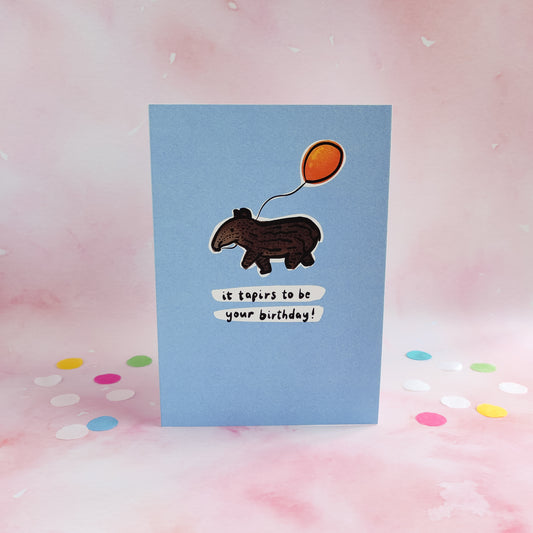 Baby Brazilian Tapir Blue Birthday Card