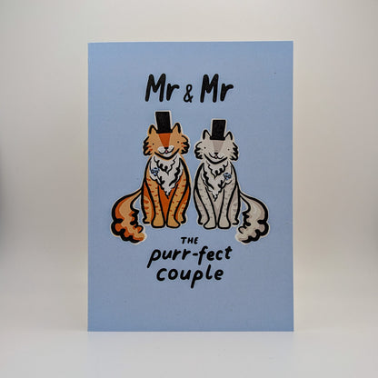 Mr & Mr Purrfect Couple Cats Wedding Card