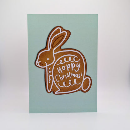 Gingerbread Rabbit Hoppy Christmas Card