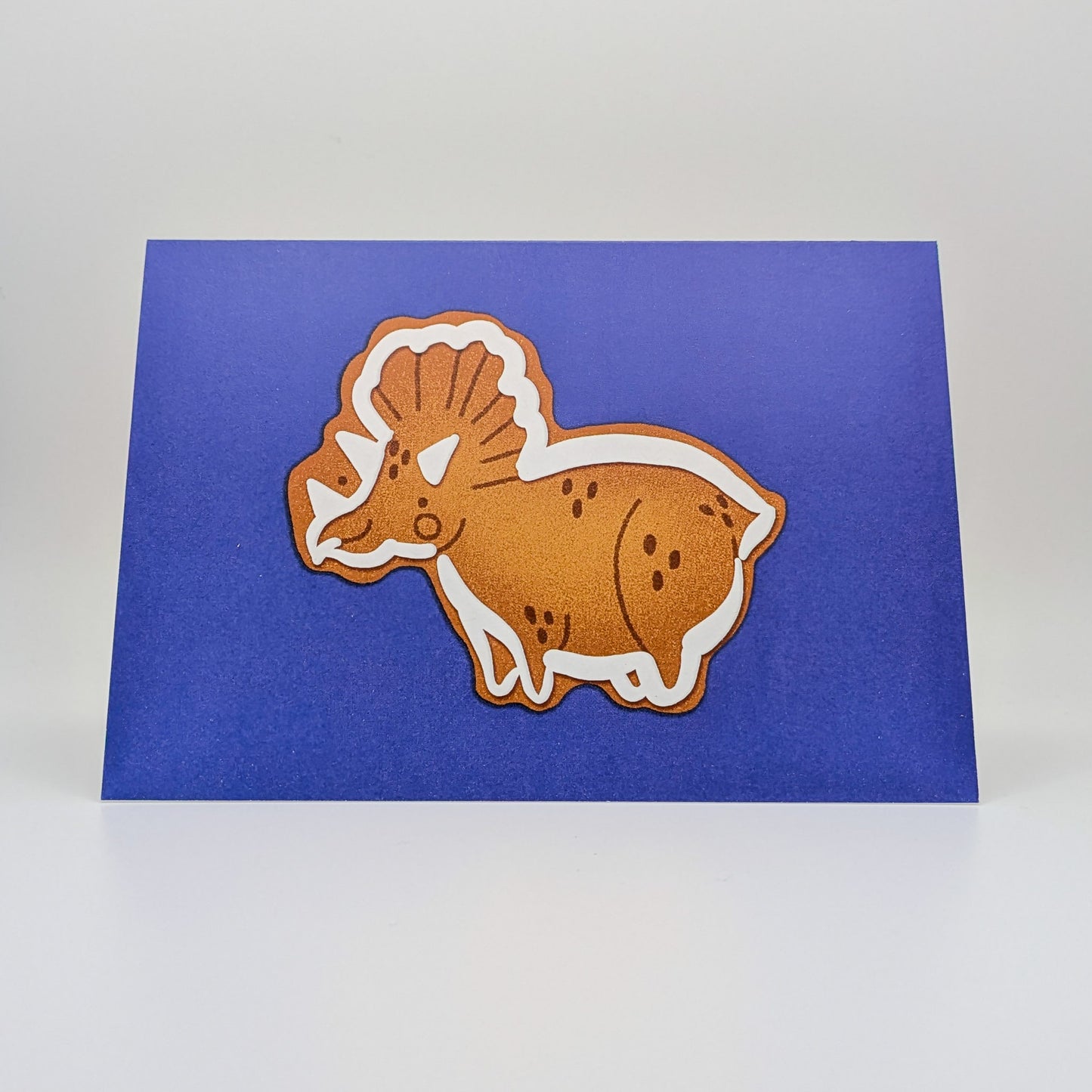 Gingerbread Topsy the Triceratops Dinosaur Christmas Card