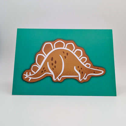Gingerbread Steg the Stegosaurus Dinosaur Christmas Card