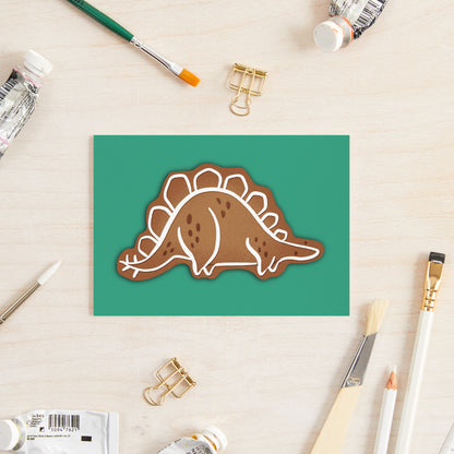 Gingerbread Steg the Stegosaurus Dinosaur Christmas Card
