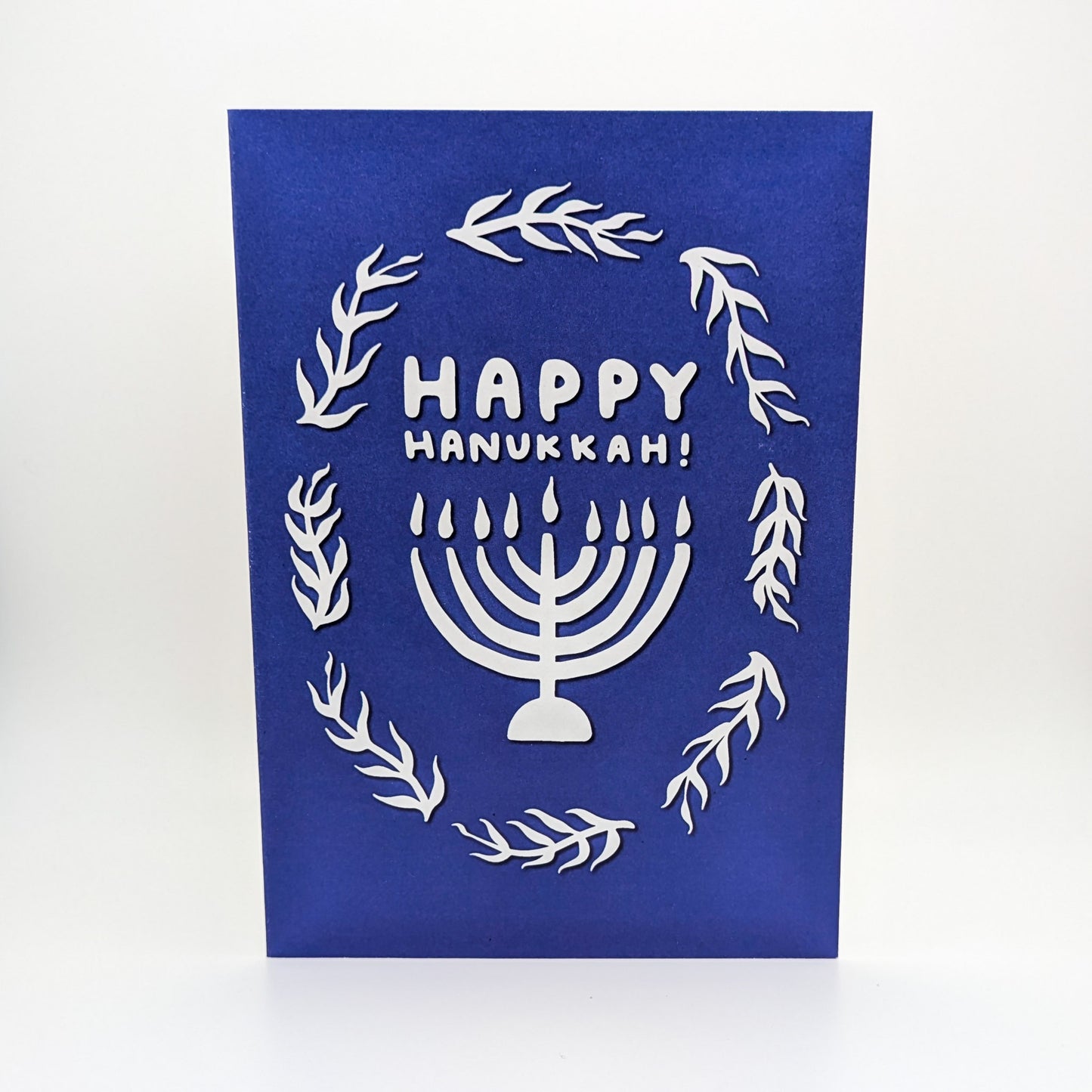 Hanukkah Menorah in Blue Card