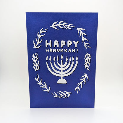 Hanukkah Menorah in Blue Card
