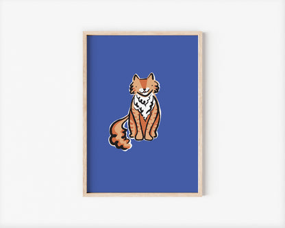 Jasper the Ginger Fluffy Cat A5 Art Print