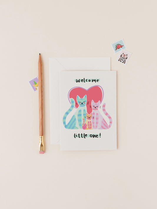 Welcome Little One Cat Trio Card