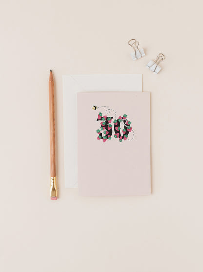 Strawberries and Bee 30th Birthday Pink Card